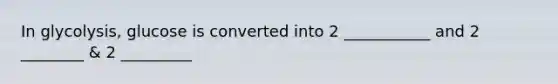 In glycolysis, glucose is converted into 2 ___________ and 2 ________ & 2 _________
