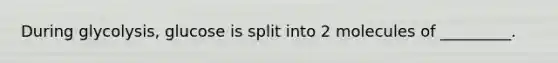 During glycolysis, glucose is split into 2 molecules of _________.