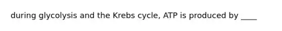 during glycolysis and the Krebs cycle, ATP is produced by ____