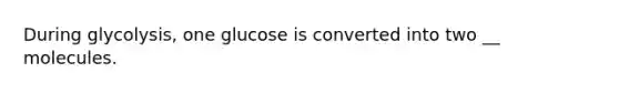 During glycolysis, one glucose is converted into two __ molecules.