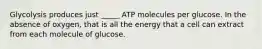 Glycolysis produces just _____ ATP molecules per glucose. In the absence of oxygen, that is all the energy that a cell can extract from each molecule of glucose.