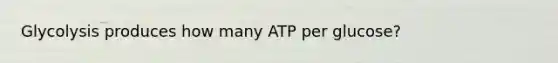 Glycolysis produces how many ATP per glucose?