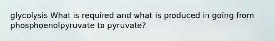 glycolysis What is required and what is produced in going from phosphoenolpyruvate to pyruvate?