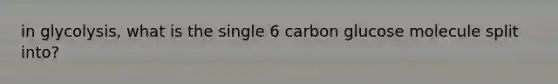 in glycolysis, what is the single 6 carbon glucose molecule split into?