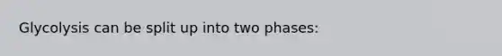 Glycolysis can be split up into two phases: