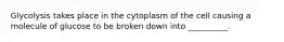 Glycolysis takes place in the cytoplasm of the cell causing a molecule of glucose to be broken down into __________.