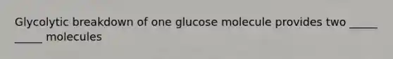 Glycolytic breakdown of one glucose molecule provides two _____ _____ molecules