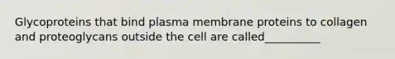 Glycoproteins that bind plasma membrane proteins to collagen and proteoglycans outside the cell are called__________