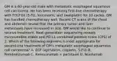 GM is a 60-year-old male with metastatic esophageal squamous cell carcinoma. He has been receiving first-line chemotherapy with FOLFOX (5-FU, leucovorin, and oxaliplatin) for 10 cycles. GM has handled chemotherapy well. Recent CT scans of the chest and abdomen reveal that the primary tumor and liver metastases have increased in size. GM would like to continue to receive treatment. Next generation sequencing reveals microsatellite stable and PD-L1 combined positive score (CPS) of 2. Which of the following regimens is most appropriate for second-line treatment of GM's metastatic esophageal squamous cell carcinoma? A. ECF (epirubicin, cisplatin, 5-FU) B. Pembrolizumab C. Ramucirumab + paclitaxel D. Nivolumab