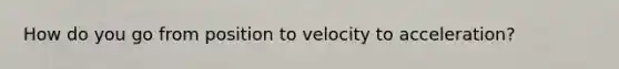 How do you go from position to velocity to acceleration?