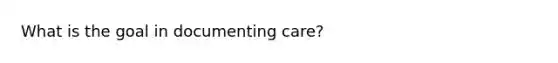 What is the goal in documenting care?