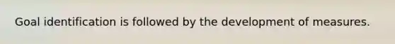 Goal identification is followed by the development of measures.