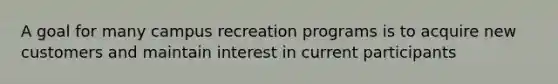 A goal for many campus recreation programs is to acquire new customers and maintain interest in current participants