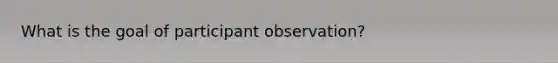 What is the goal of participant observation?