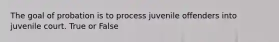 The goal of probation is to process juvenile offenders into juvenile court. True or False