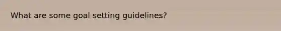 What are some goal setting guidelines?