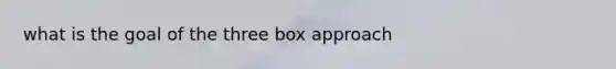 what is the goal of the three box approach