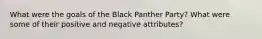 What were the goals of the Black Panther Party? What were some of their positive and negative attributes?