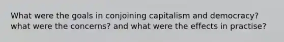 What were the goals in conjoining capitalism and democracy? what were the concerns? and what were the effects in practise?