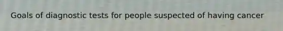 Goals of diagnostic tests for people suspected of having cancer