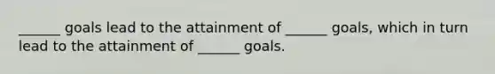 ______ goals lead to the attainment of ______ goals, which in turn lead to the attainment of ______ goals.