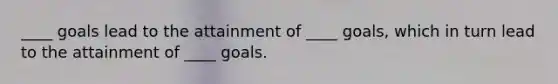 ____ goals lead to the attainment of ____ goals, which in turn lead to the attainment of ____ goals.