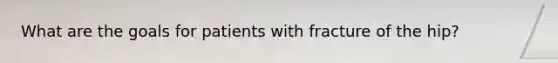 What are the goals for patients with fracture of the hip?