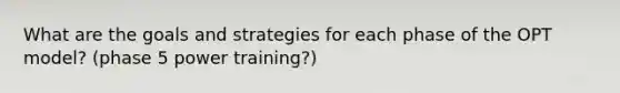 What are the goals and strategies for each phase of the OPT model? (phase 5 power training?)