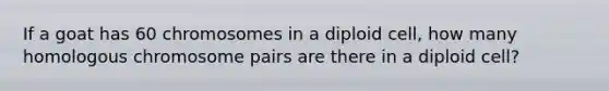 If a goat has 60 chromosomes in a diploid cell, how many homologous chromosome pairs are there in a diploid cell?