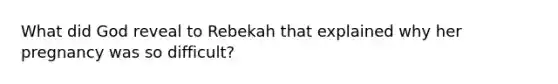 What did God reveal to Rebekah that explained why her pregnancy was so difficult?