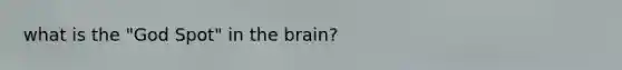 what is the "God Spot" in the brain?