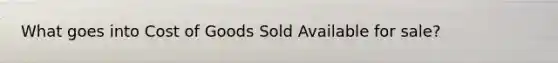 What goes into Cost of Goods Sold Available for sale?