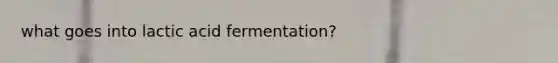 what goes into lactic acid fermentation?