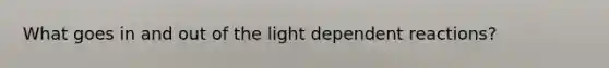 What goes in and out of the light dependent reactions?