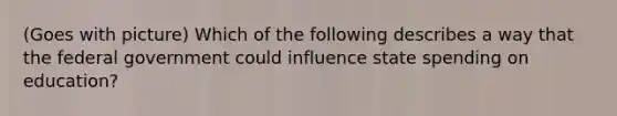 (Goes with picture) Which of the following describes a way that the federal government could influence state spending on education?