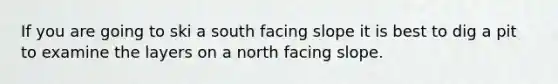 If you are going to ski a south facing slope it is best to dig a pit to examine the layers on a north facing slope.