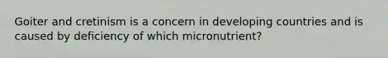 Goiter and cretinism is a concern in developing countries and is caused by deficiency of which micronutrient?