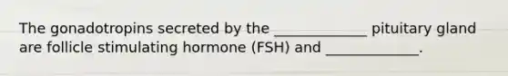 The gonadotropins secreted by the _____________ pituitary gland are follicle stimulating hormone (FSH) and _____________.