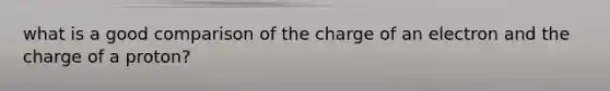 what is a good comparison of the charge of an electron and the charge of a proton?