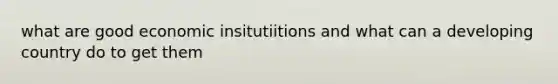 what are good economic insitutiitions and what can a developing country do to get them