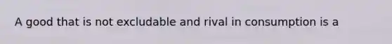 A good that is not excludable and rival in consumption is a