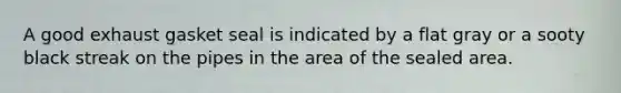 A good exhaust gasket seal is indicated by a flat gray or a sooty black streak on the pipes in the area of the sealed area.