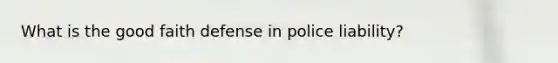 What is the good faith defense in police liability?