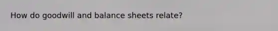 How do goodwill and balance sheets relate?