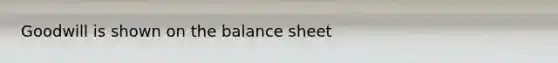 Goodwill is shown on the balance sheet