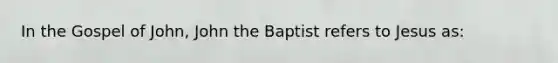 In the Gospel of John, John the Baptist refers to Jesus as: