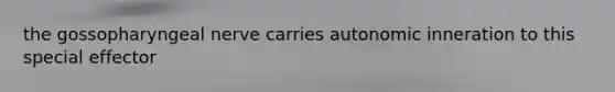 the gossopharyngeal nerve carries autonomic inneration to this special effector
