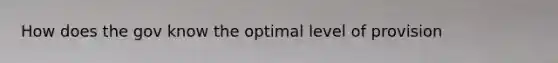 How does the gov know the optimal level of provision