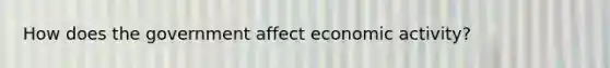 How does the government affect economic activity?