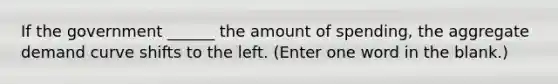 If the government ______ the amount of spending, the aggregate demand curve shifts to the left. (Enter one word in the blank.)